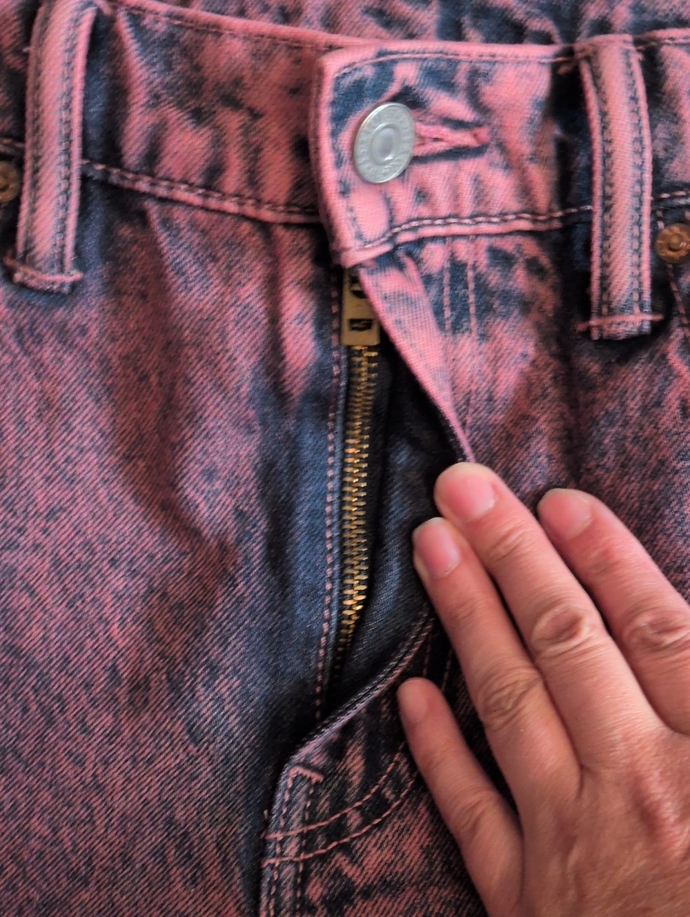 Levi's512 High-rise Acid Washed Pink Ankle Skinny Jeans Streetwear Retro Stretch - Picture 7 of 9